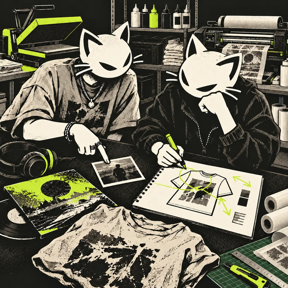 Клиент и дизайнер разбирают личные фотографии и референсы за столом в студии